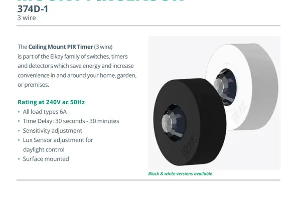 374D-1 instructions ceiling surface mount pir sensor